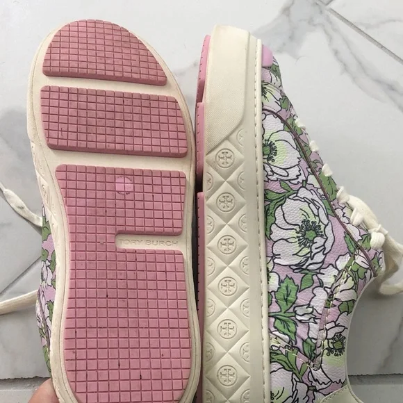 Tory Burch Floral Sneakers in Pink and Green - Picture 2 of 4
